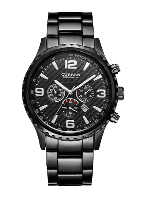 

Curren Analog Watch for Men with Stainless Steel Band, Water Resistant and Chronograph, 8056, Black-Black