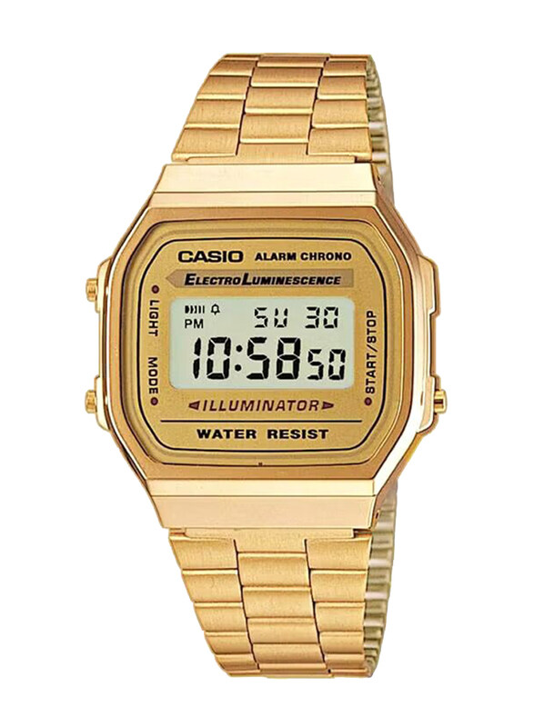 

Casio Vintage Digital Quartz Watch for Men with Stainless Steel Band, Water Resistant, 63080125, Gold