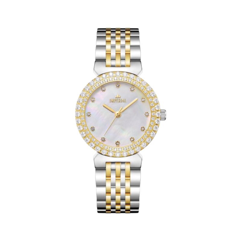 

Imperial Analog Watch for Women with Stainless Steel Band, Water Resistant, GZ8662L, Silver/gold-White