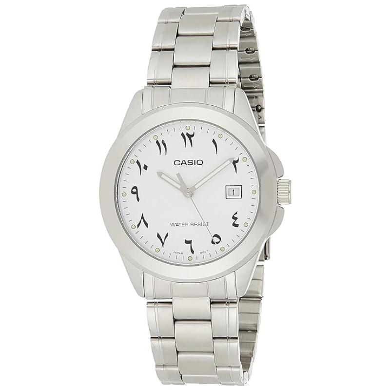 

Casio Enticer Analog Watch for Men with Stainless Steel Band, Water Resistant, MTP-1215A-7B3DF, Silver-White