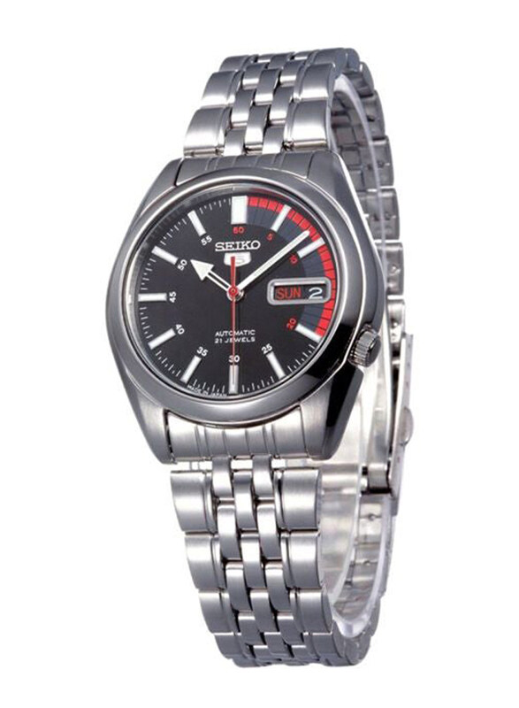 

Seiko Series 5 Automatic Analog Watch for Men with Stainless Steel Band, SNK375J1, Silver-Black