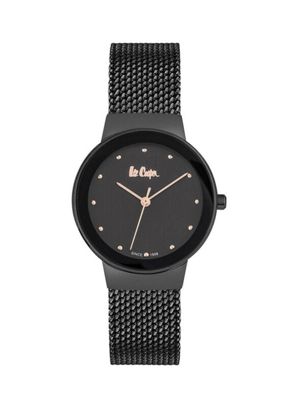 

Lee Cooper Analog Wrist Watch for Women with Metal Band, Water Resistant, LC06472.650, Black