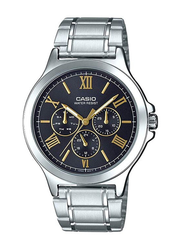 

Casio Analog Watch for Men with Stainless Steel Band, Water Resistant and Chronograph, MTP-V300D-1A2UDF, Silver-Black