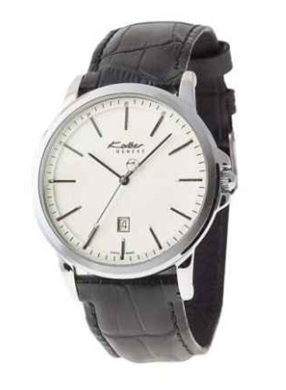 

Kolber Analog Watch for Men with Leather Band, K5007101752, White-Black