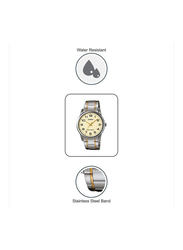 Casio Analog Watch for Men with Stainless Steel Band, Water Resistant, MTP-V001SG-9B, Silver-Beige