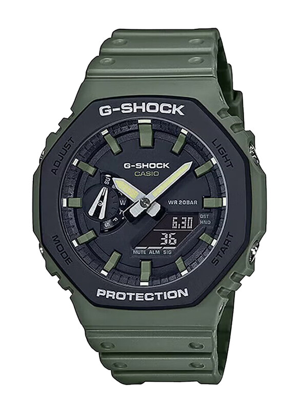 

G-Shock Analog + Digital Quartz Unisex Watch with Resin Band, Water Resistant, GA-2110SU-3ADR, Green-Black