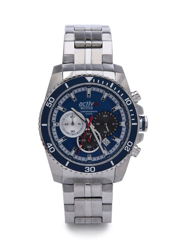 

Westar Analog Watch for Men with Stainless Steel Band, 90089, Silver-Blue