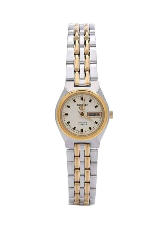 

Seiko Analog Watch for Women with Stainless Steel Band, Water Resistant, SYMK44J1, Silver/Gold-White