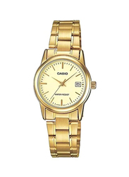 Casio Analog Watch for Women with Stainless Steel Band, Water Resistant, LTP-V002G-9A, Gold