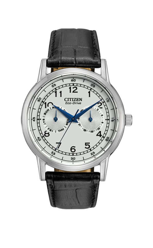 

Citizen Eco-Drive Analog Watch for Men with Leather Band, Water Resistant and Chronograph, AO9000-06B, Black-White