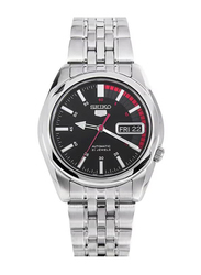 Seiko Analog Watch for Men with Stainless Steel Band, SNK375, Silver-Black