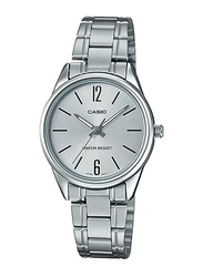 Casio Dress Analog Watch for Women with Stainless Steel Band, Water Resistant, LTP-V005D-7BUDF, Silver-White