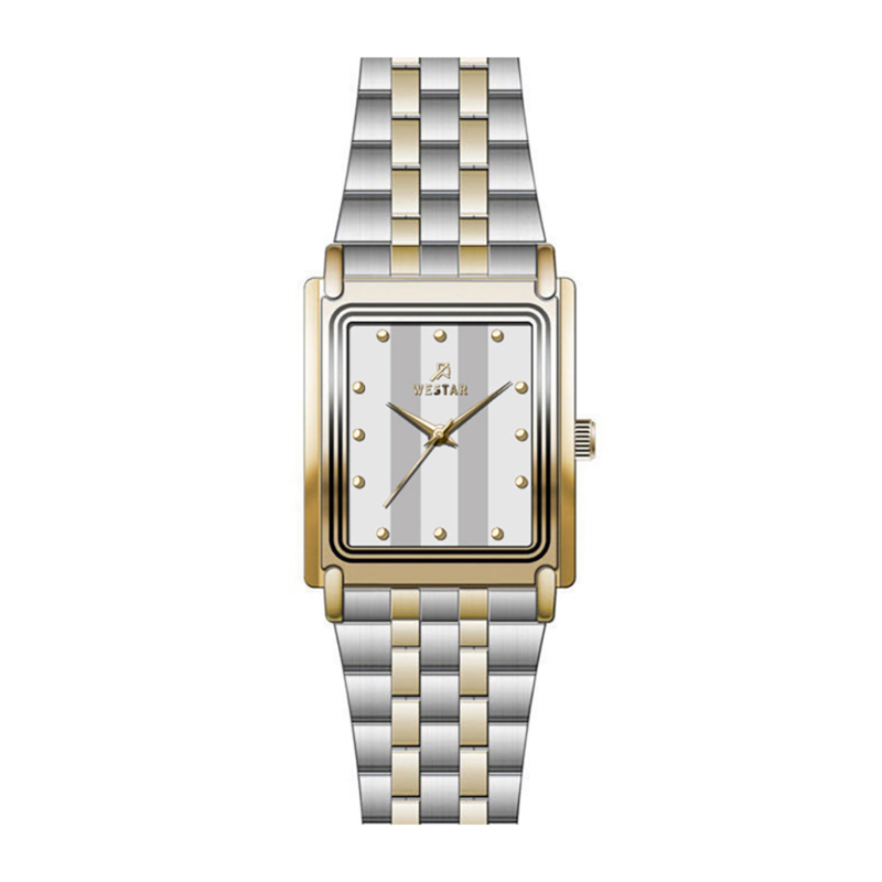 

Westar Analog Watch for Women with Stainless Steel Band, Water Resistant, EX6588CBN107, Silver/gold-White