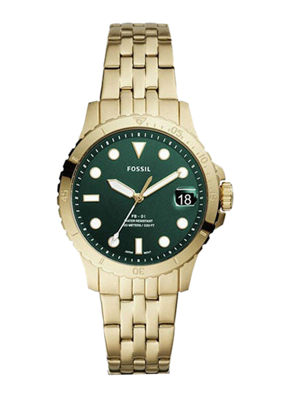 

Fossil Analog Watch for Women with Stainless Steel Band, Water Resistant, ES4746, Gold-Green