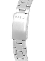 Casio Dress Analog Watch for Women with Stainless Steel Band, Water Resistant, LTP-V005D-7BUDF, Silver-White