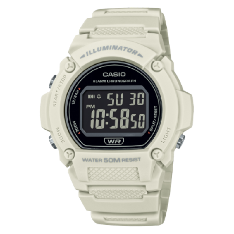 

Casio Standard Series Digital Watch for Men with Resin Band, Water Resistant, W-219HC-8BVDF, White-Black