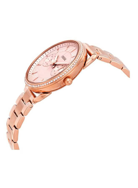 Fossil Tailor Analog Watch for Women with Stainless Steel Band, Water Resistant, ES4264, Rose Gold