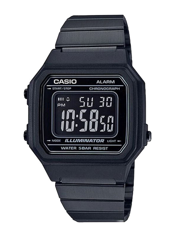 

Casio Digital Unisex Watch with Stainless Steel Band, Water Resistant, B650WB-1BDF, Black