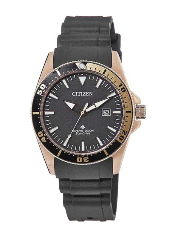 

Citizen Eco-Drive Analog Watch for Men with Rubber Band, Water Resistant, BN0104-09E, Black