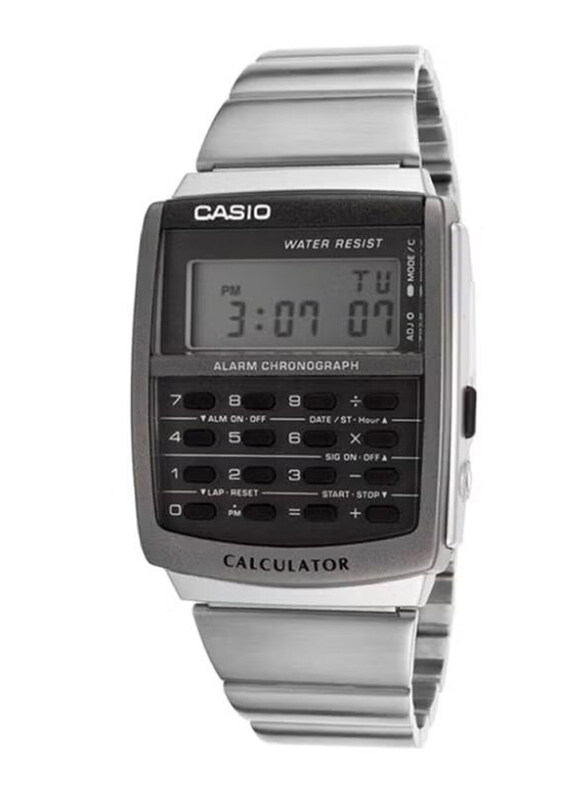 

Casio Vintage Digital Watch for Men with Stainless Steel Band, Water Resistant, CA-506-1, Silver-Grey