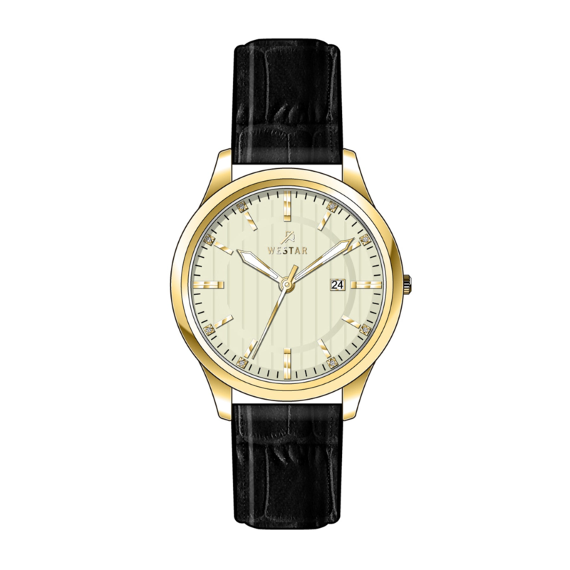 

Westar Analog Watch for Men with Leather Band, Water Resistant, EX7543GPN102, Black-Gold