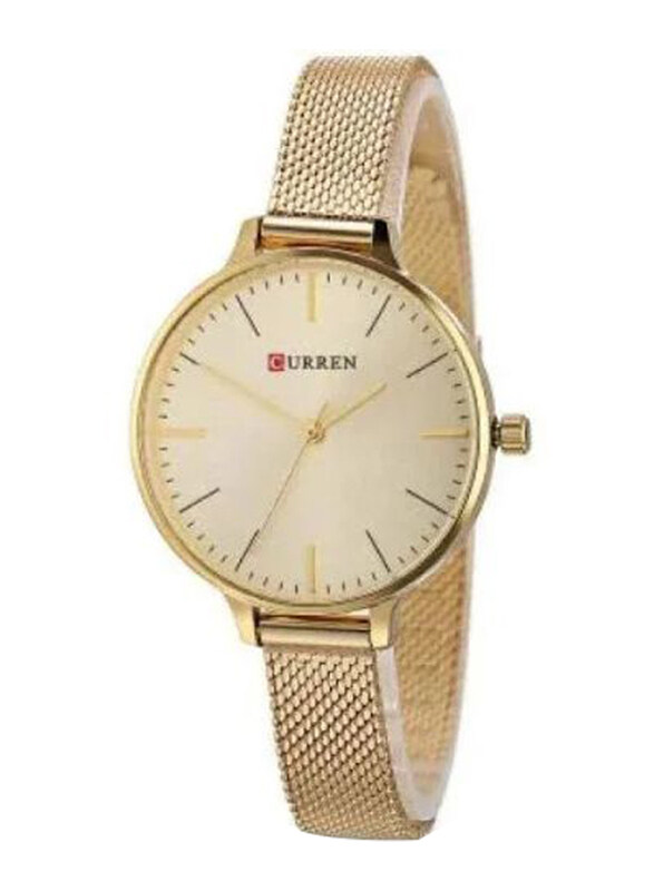 

Curren Analog Watch for Women with Stainless Steel Band, Water Resistant, 9022, Gold-Gold