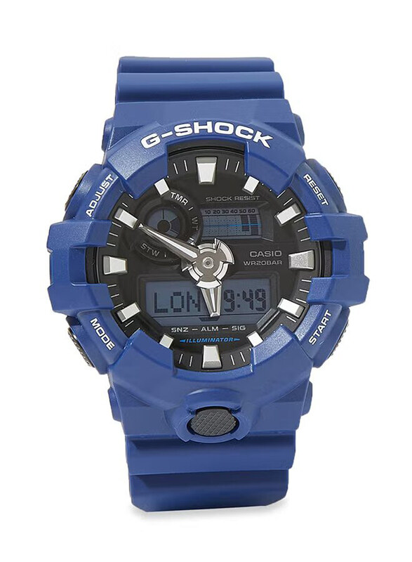 

Casio G-Shock Analog + Digital Quartz Watch for Men with Resin Band, Water Resistant, GA-700-2ADR, Blue-Black