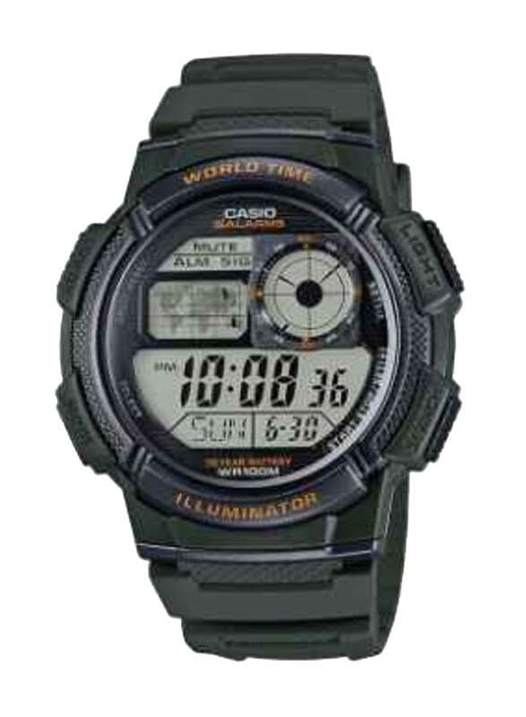 

Casio Digital Watch for Men with Resin Band, Water Resistant, AE-1000W-3AVDF, Olive-Grey