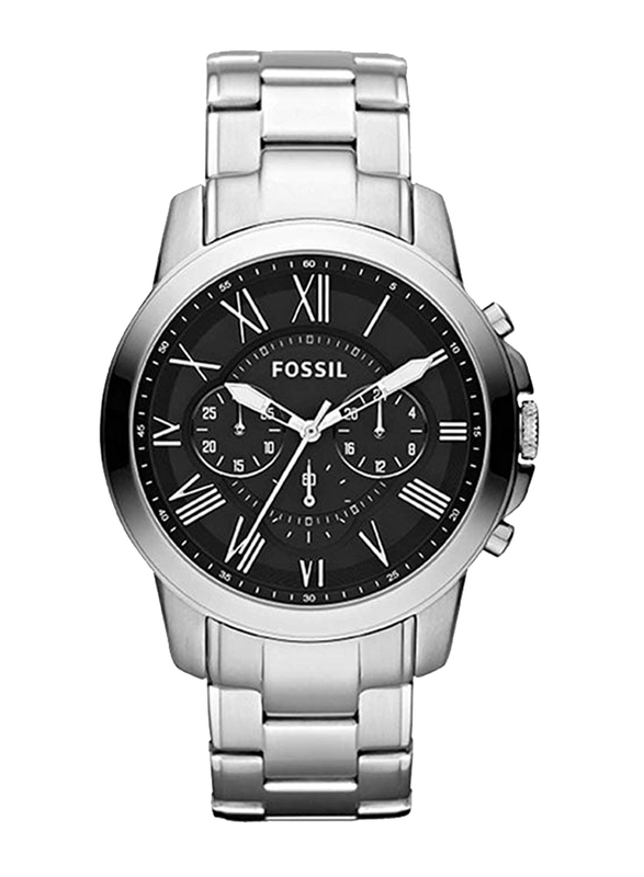 Fossil Analog Watch for Men with Stainless Steel Band, Water Resistant and Chronograph, FS4736IE, Silver-Black