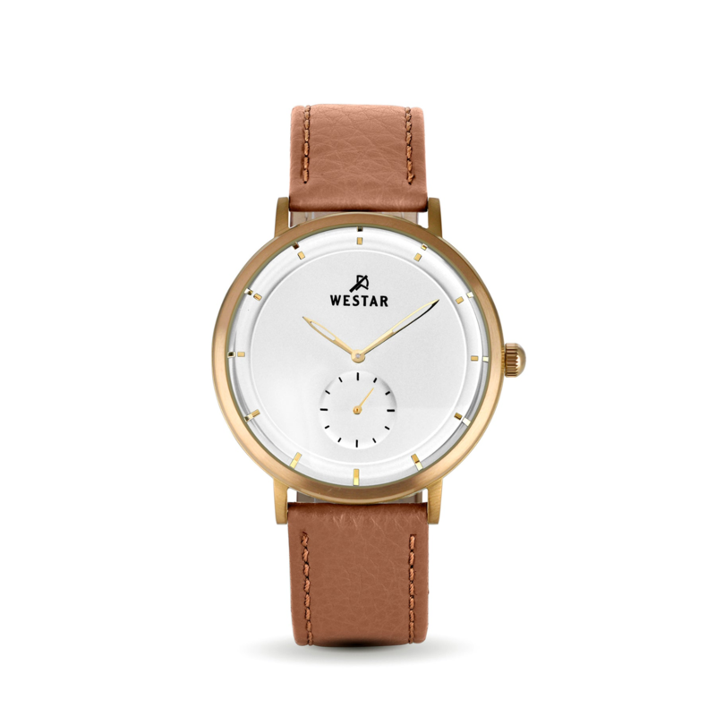 

Westar Analog Watch for Men with Leather Band, Water Resistant, 50246BZZ187, Rose Gold-White