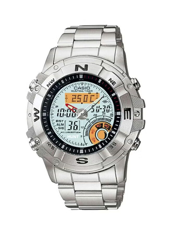 

Casio Outgear Analog + Digital Watch for Men with Stainless Steel Band, Water Resistance, AMW-704D-7AV, Silver-Blue/Yellow
