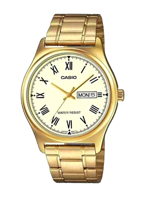 

Casio Dress Analog Watch for Men with Stainless Steel Band, Water Resistant, MTP-V006G-9B, Gold