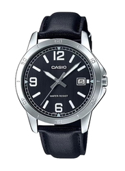Casio Enticer Analog Watch for Men with Leather Band, Water Resistant, Mtp-V004L-1BUDF, Black