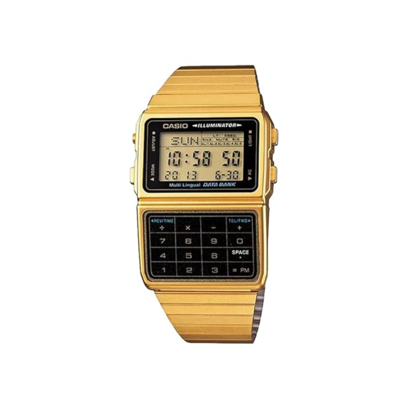 

Casio Vintage Series Digital Watch for Men with Stainless Steel Band, Water Resistant, DBC-611G-1DF, Gold-Black