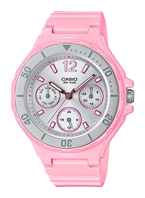 

Casio Youth Series Analog Watch for Women with Resin Band, Water Resistant, LRW-250H-4A2VDF, Pink-Grey