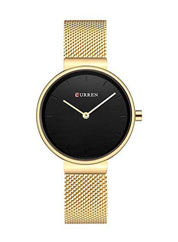 

Curren Analog Watch for Women with Stainless Steel Band, Water Resistant, 9016, Gold-Black