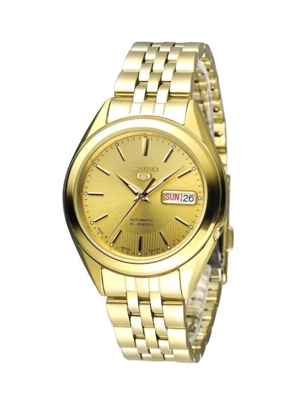 

Seiko Analog Watch for Men with Stainless Steel Band, Water Resistant, SNKL28J1, Gold