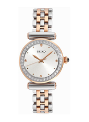 Seiko 2-Tone Analog Watch for Women with Stainless Steel Band and Water Resistant, SRZ466P1, Silver/Gold-White