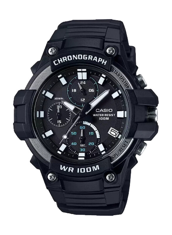 

Casio Youth Analog Watch for Men with Resin Band, Water Resistant and Chronograph, MCW-110H-1AVDF, Black-Black