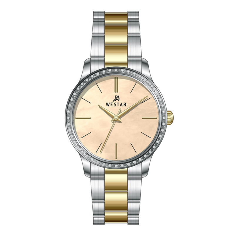 

Westar Analog Watch for Women with Stainless Steel Band, Water Resistant, 00136CBN112, Silver/gold-Gold