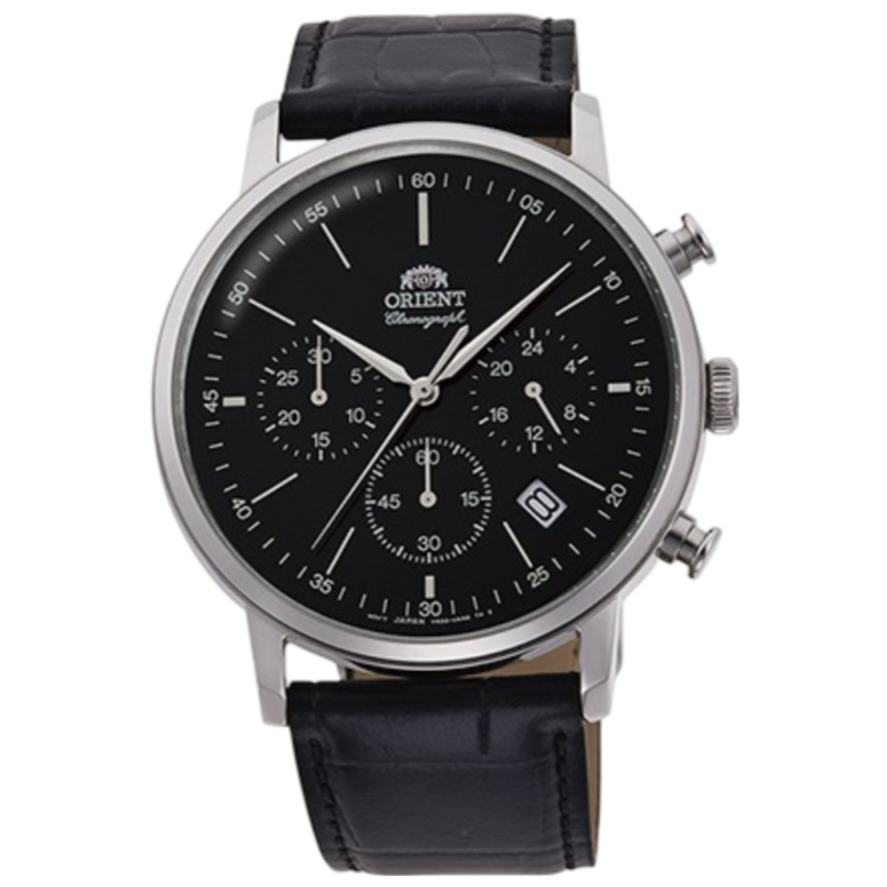 

Orient Analog Watch for Men with Leather Band, Water Resistant and Chronograph, OW-RAKV0404, Black-Black