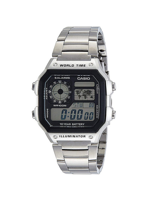 

Casio Enticer Digital Watch for Men with Stainless Steel Band, Water Resistant and Chronograph, MTP-1314D-2AV, Silver-Grey/Black