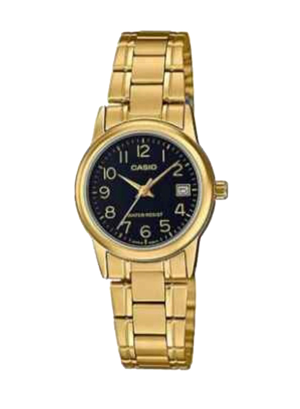 Casio Analog Watch for Women with Stainless Steel Band, Water Resistant, LTP-V002G-1BUDF, Gold-Black