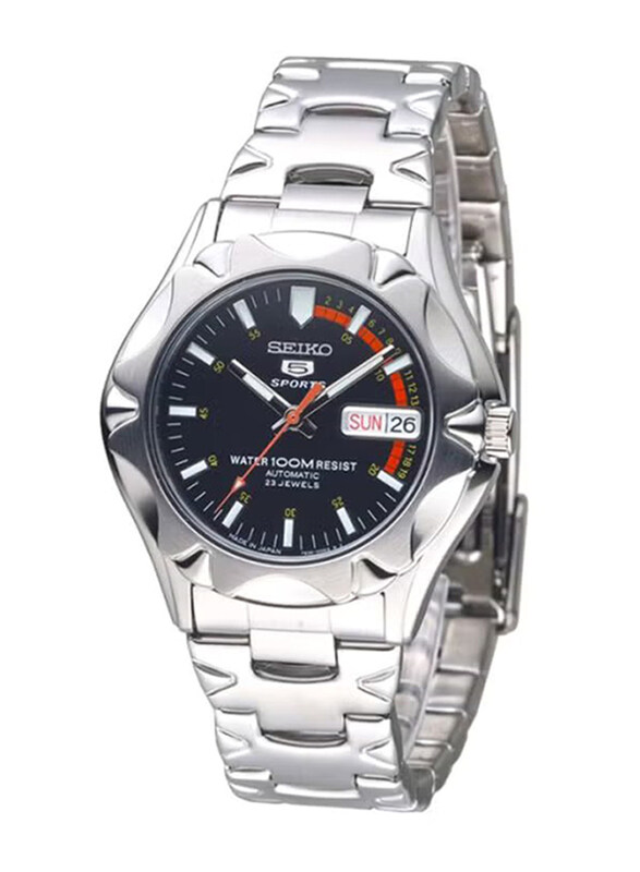 

Seiko Analog Watch for Men with Stainless Steel Band, Water Resistant, SNZ449J, Silver-Black