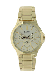 Casio Analog Watch for Men with Stainless Steel Band, Water Resistant, MTP-V300G-7A, Gold-White