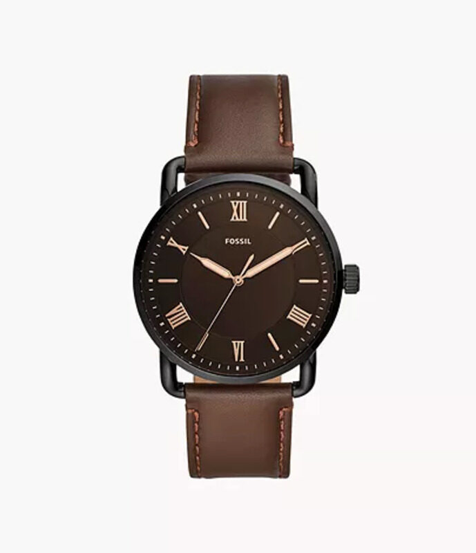 

Fossil Copeland Analog Watch for Men with Leather Band, Water Resistant, FS5666, Brown-Brown