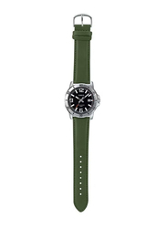 Casio Analog Watch for Men with Leather Band, MTP-VD01L-3BVUDF, Green-Black