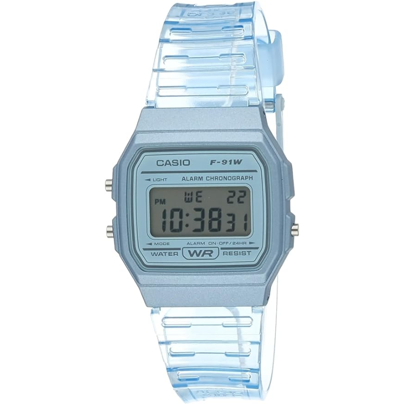 

Casio Standard Series Digital Unisex Watch with Resin Band, Water Resistant, F-91WS-2DF, Blue-Blue