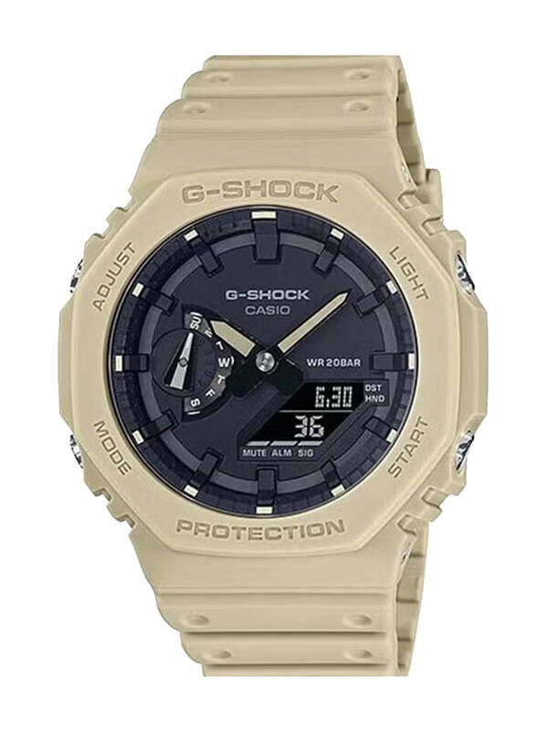 

G-Shock Casio Analog + Digital Quartz Watch for Men with Resin Band, Water Resistant, GA-2100-5ADR, Brown-Black