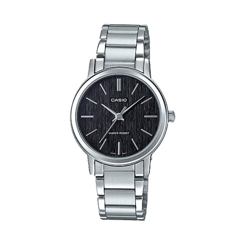 

Casio Analog Watch for Women with Stainless Steel Band, Water Resistant, LTP-E145D-1ADF, Silver-Black